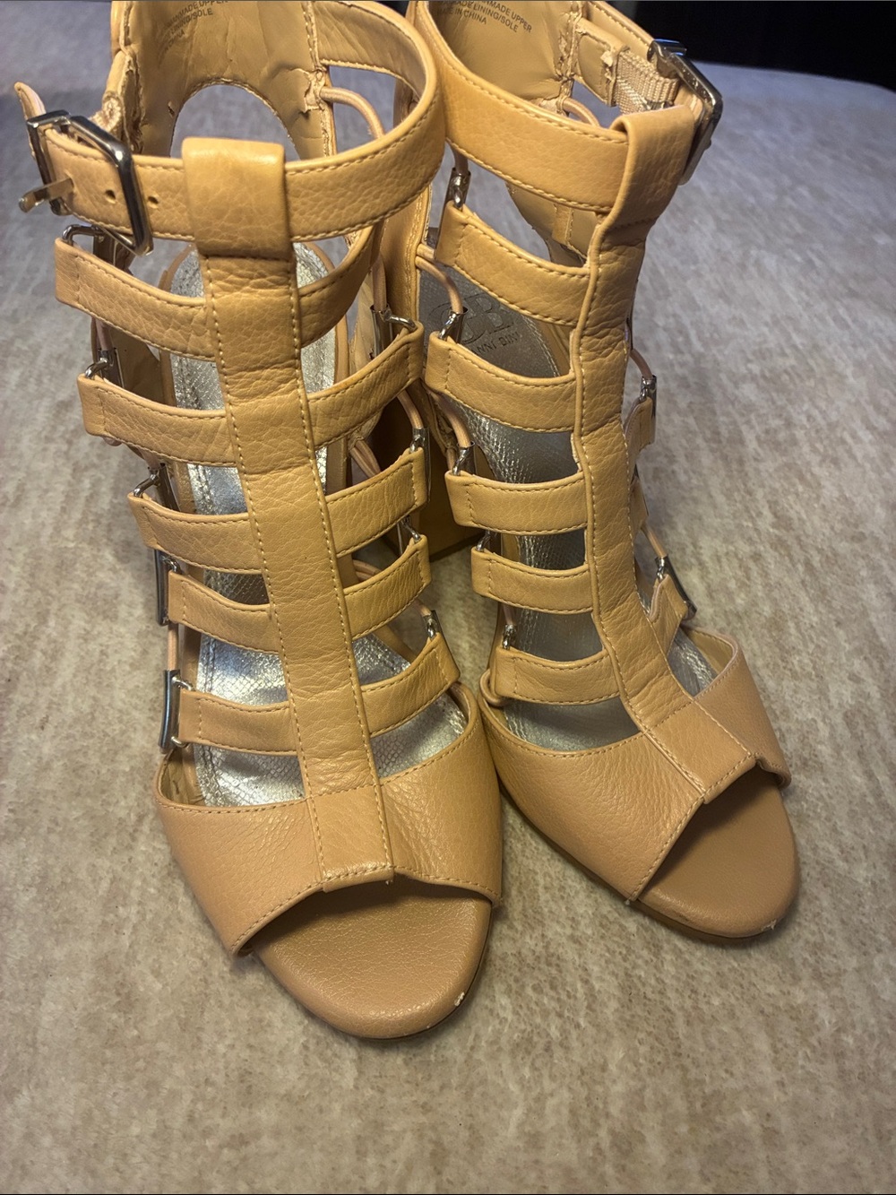 GB girls Tan Strappy Gladiator Heeled Sandals